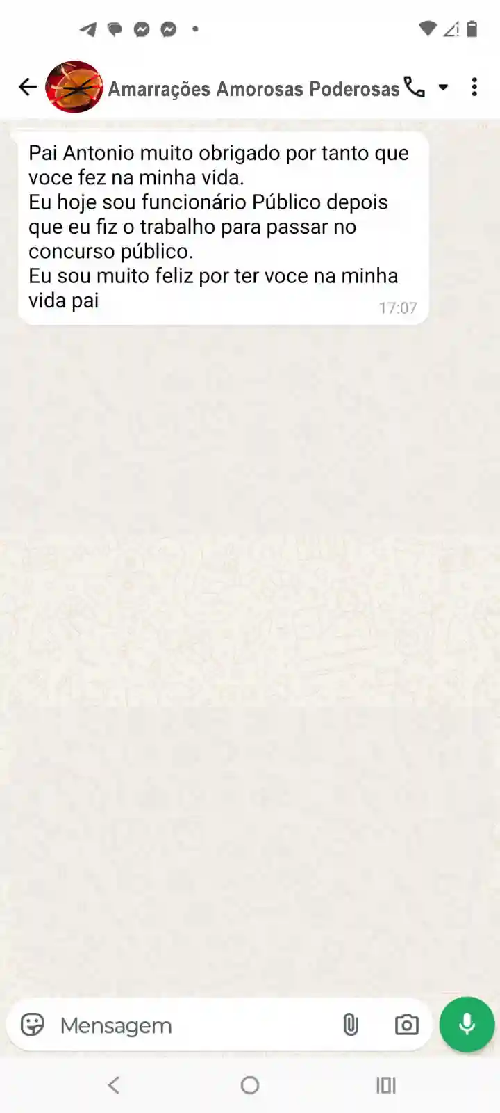 Depoimento real — cliente satisfeito Pai Antônio